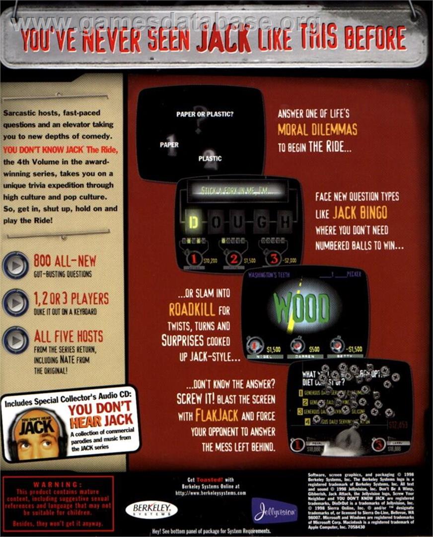 You Don't Know Jack - Volume 4 - The Ride - Microsoft Windows - Artwork - Box Back