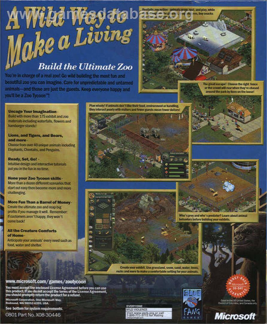 Zoo Tycoon - Microsoft Windows - Artwork - Box Back