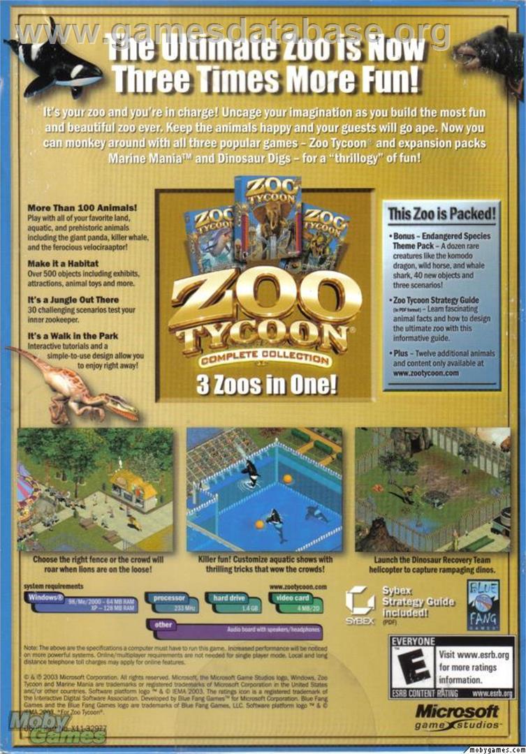 Zoo Tycoon - Complete Collection - Microsoft Windows - Artwork - Box Back