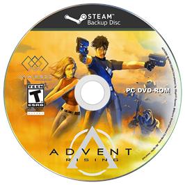 Cartridge artwork for Advent Rising on the Microsoft Windows.