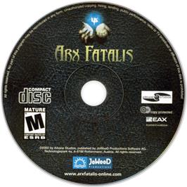 Cartridge artwork for Arx Fatalis on the Microsoft Windows.