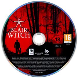 Cartridge artwork for Blair Witch on the Microsoft Windows.