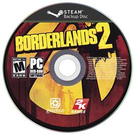 Cartridge artwork for Borderlands 2 (Deluxe Vault Hunter's Collectors Edition) on the Microsoft Windows.