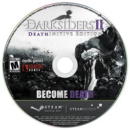 Cartridge artwork for Darksiders 2 on the Microsoft Windows.