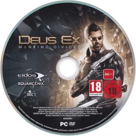 Cartridge artwork for Deus Ex - Mankind Divided (Day One Edition) on the Microsoft Windows.