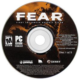 Cartridge artwork for F.E.A.R. - First Encounter Assault Recon on the Microsoft Windows.