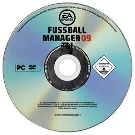 Cartridge artwork for FIFA Manager 09 on the Microsoft Windows.