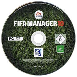 Cartridge artwork for FIFA Manager 10 on the Microsoft Windows.