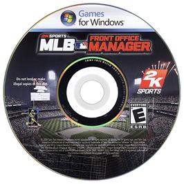 Cartridge artwork for MLB Front Office Manager on the Microsoft Windows.