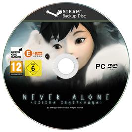Cartridge artwork for Never Alone (Kisima Innitchuna) on the Microsoft Windows.