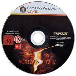 Cartridge artwork for Resident Evil 5 on the Microsoft Windows.