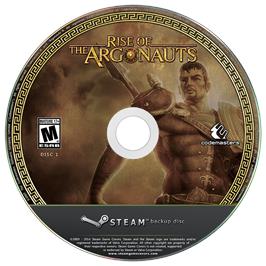 Cartridge artwork for Rise of the Argonauts on the Microsoft Windows.