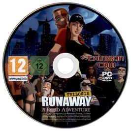 Cartridge artwork for Runaway Trilogy on the Microsoft Windows.