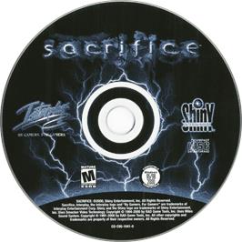 Cartridge artwork for Sacrifice on the Microsoft Windows.