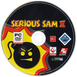 Cartridge artwork for Serious Sam II on the Microsoft Windows.