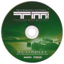 Cartridge artwork for TrackMania Nations ESWC on the Microsoft Windows.