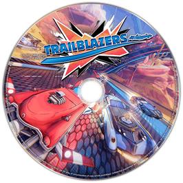 Cartridge artwork for Trailblazers on the Microsoft Windows.