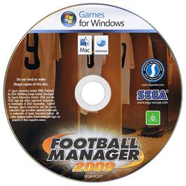 Cartridge artwork for Worldwide Soccer Manager 2009 on the Microsoft Windows.