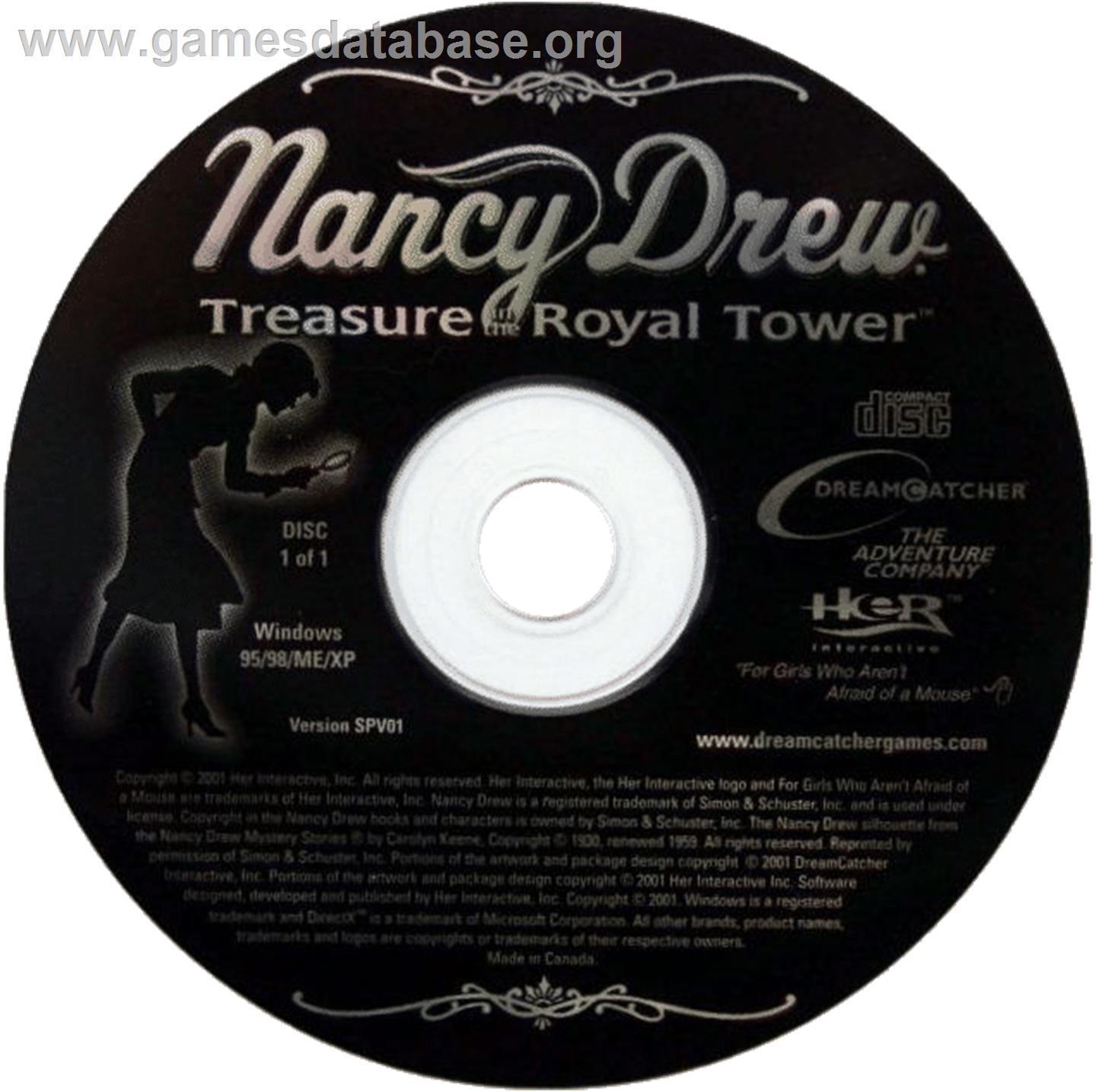 Nancy Drew - Treasure in the Royal Tower - Microsoft Windows - Artwork - Cartridge