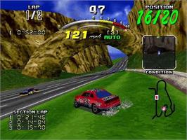 In game image of Daytona USA Deluxe on the Microsoft Windows.