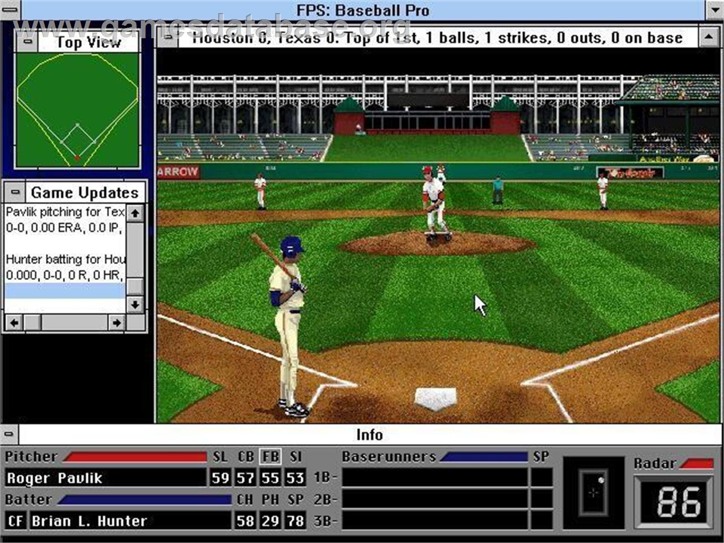 Front Page Sports - Baseball Pro '96 Season - Microsoft Windows - Artwork - In Game