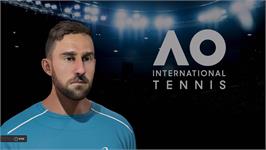 Title screen of AO International Tennis on the Microsoft Windows.
