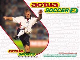Title screen of Actua Soccer 2 on the Microsoft Windows.