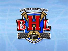 Title screen of Backyard Hockey on the Microsoft Windows.