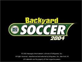 Title screen of Backyard Soccer 2004 on the Microsoft Windows.