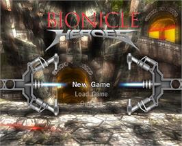 Title screen of Bionicle Heroes on the Microsoft Windows.