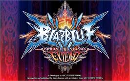 Title screen of BlazBlue - Chrono Phantasma Extend on the Microsoft Windows.