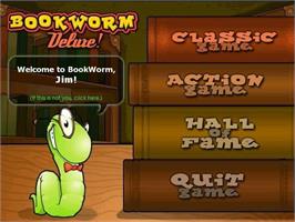 Title screen of Bookworm Deluxe on the Microsoft Windows.