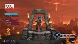 Title screen of DOOM Eternal on the Microsoft Windows.