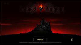 Title screen of Darkest Dungeon on the Microsoft Windows.