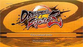 Title screen of Dragon Ball FighterZ on the Microsoft Windows.