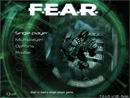 Title screen of F.E.A.R. - First Encounter Assault Recon on the Microsoft Windows.