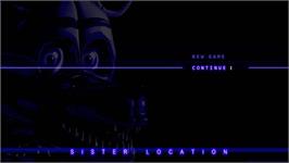 Title screen of Five Nights at Freddy's - Sister Location on the Microsoft Windows.