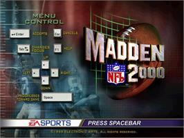 Title screen of Madden NFL 2000 on the Microsoft Windows.