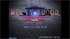 Title screen of Melty Blood - Actress Again - Current Code on the Microsoft Windows.