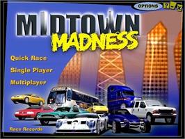 Title screen of Midtown Madness on the Microsoft Windows.