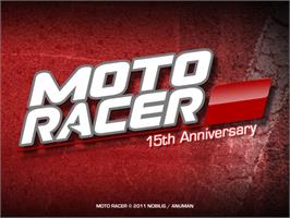 Title screen of Moto Racer on the Microsoft Windows.