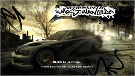 Title screen of Need for Speed - Most Wanted (Black Edition) on the Microsoft Windows.