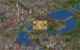 Title screen of OpenTTD on the Microsoft Windows.