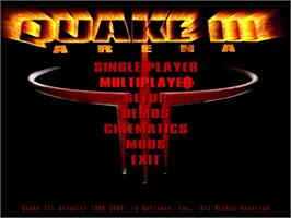 Title screen of Quake 3 - Arena on the Microsoft Windows.
