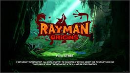 Title screen of Rayman Origins on the Microsoft Windows.