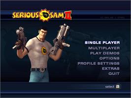 Title screen of Serious Sam II on the Microsoft Windows.