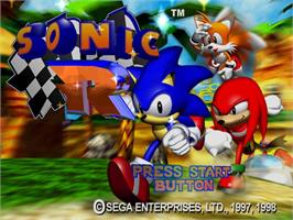 Title screen of Sonic R on the Microsoft Windows.