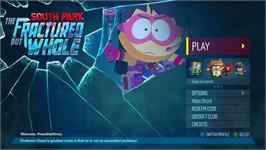 Title screen of South Park - The Fractured But Whole on the Microsoft Windows.