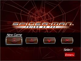 Title screen of Spider-Man - Friend or Foe on the Microsoft Windows.