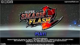 Title screen of Super Smash Flash 2 on the Microsoft Windows.